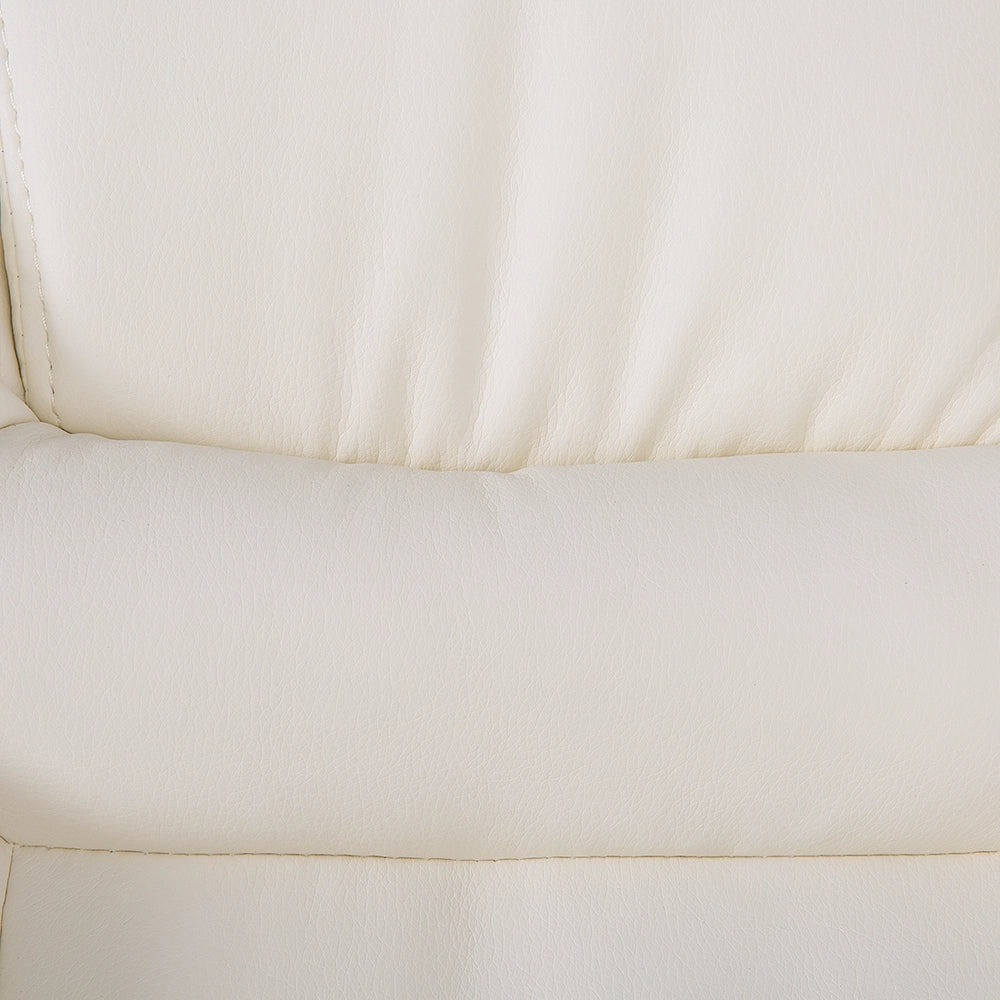 Sedia dirigenziale da ufficio in ecopelle beige con ruote regolabili in altezza del sedile girevoli