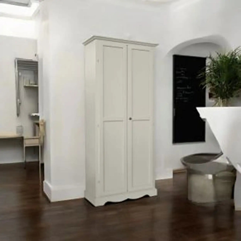 Armadio porta scope in legno arte povera Shabby chic avorio anticato