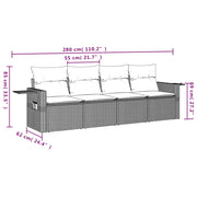 Set Divani da Giardino 4 pz con Cuscini Nero in Polyrattan