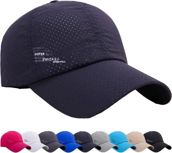 Cappello da Baseball a Mesh - Adattabile e Rapido asciugamento - Protezione UV - Cappello da Sport con Fondo Scuro Grigio e Chiusura Regolabile