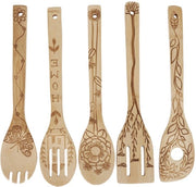 Cucchiaino in legno, set di utensili da cucina in bambù da 5 pezzi, spatola in legno, cucchiaio con rivestimento antitraslucido, utensili da cucina da forno