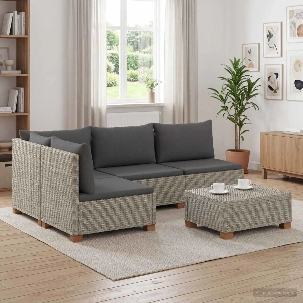 5 pz Set Lounge in Rattan con Cuscini GENDT Rattan naturale 3429873