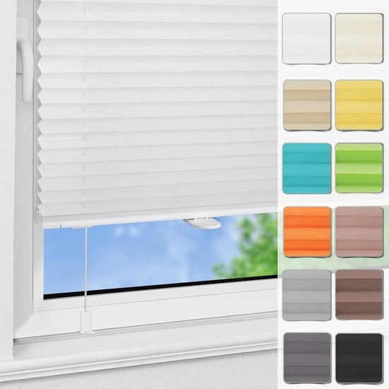 Fissaggio Plissé senza foratura, plissé a tenuta con supporto, (bianco 35x100), occultamento a vista verso ovest, tenda a strappo Easyfix, tenda a vento, tenda a vento per finestre e porte
