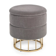 Pouf Contenitore Rotondo in Velluto con Base Dorata - SERENA