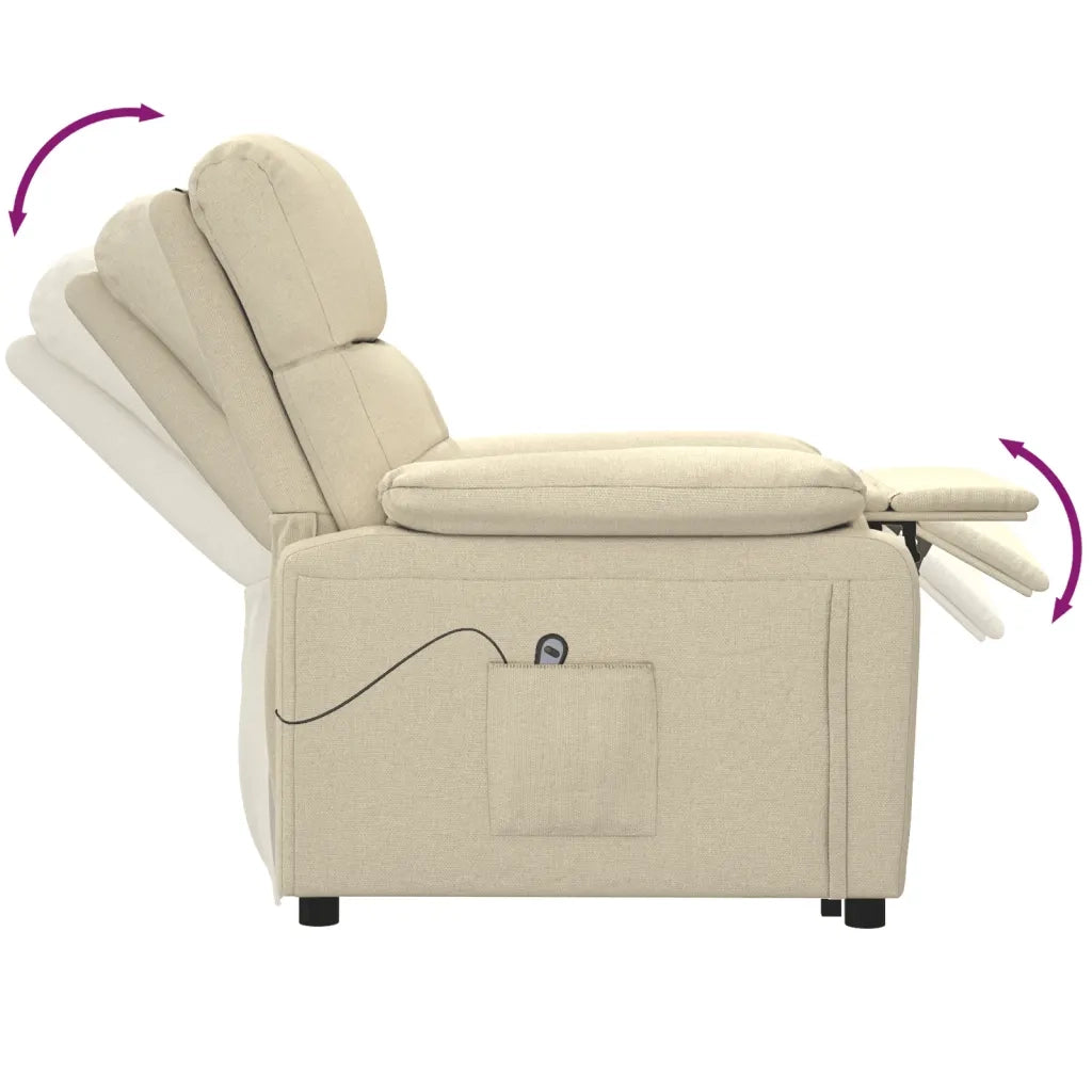 Poltrona | Sedia Relax Elettrica Reclinabile Crema in Tessuto