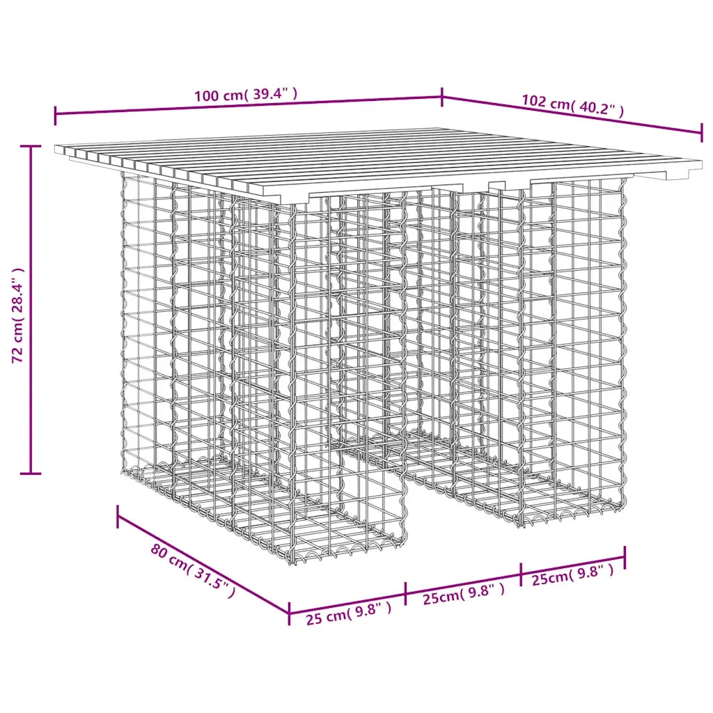 Tavolo da Giardino | Tavolino da esterno in gabbione design 100x102x72 cm in legno massello di pino