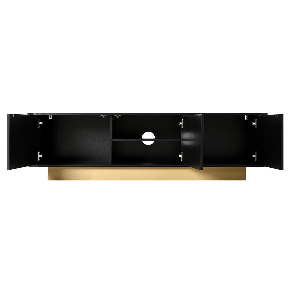 Mobile TV 170 cm con Vano Contenitore ¨C Xylo ¨C Bianco, Design Arrotondato, Gestione Cavi