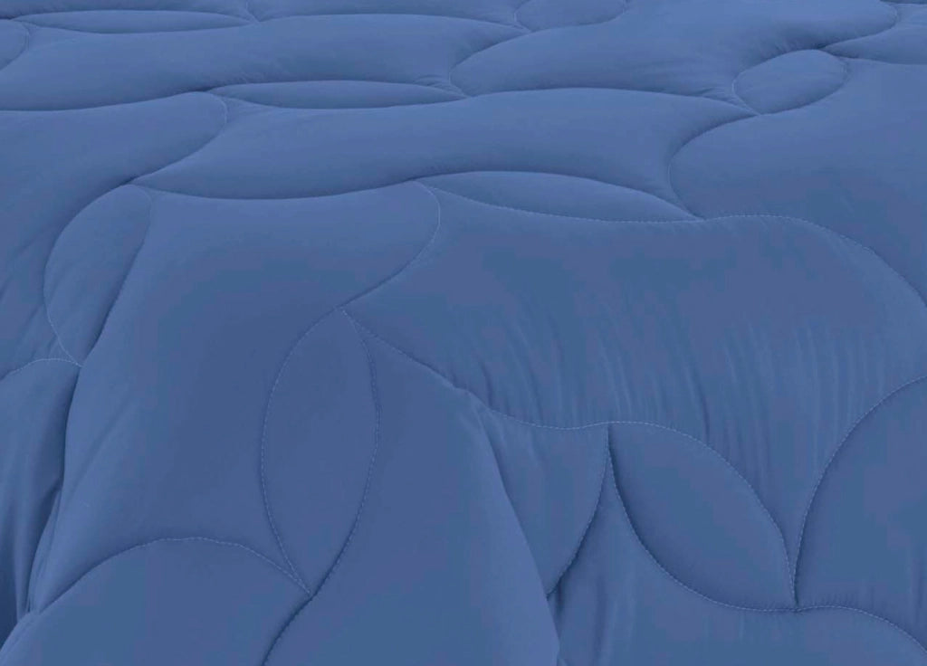 Trapunta Piumone Letto Invernale 300gr Microfibra Hilary Tinta Unita Bicolor - Piazza E Mezza - Azzurro-Blu