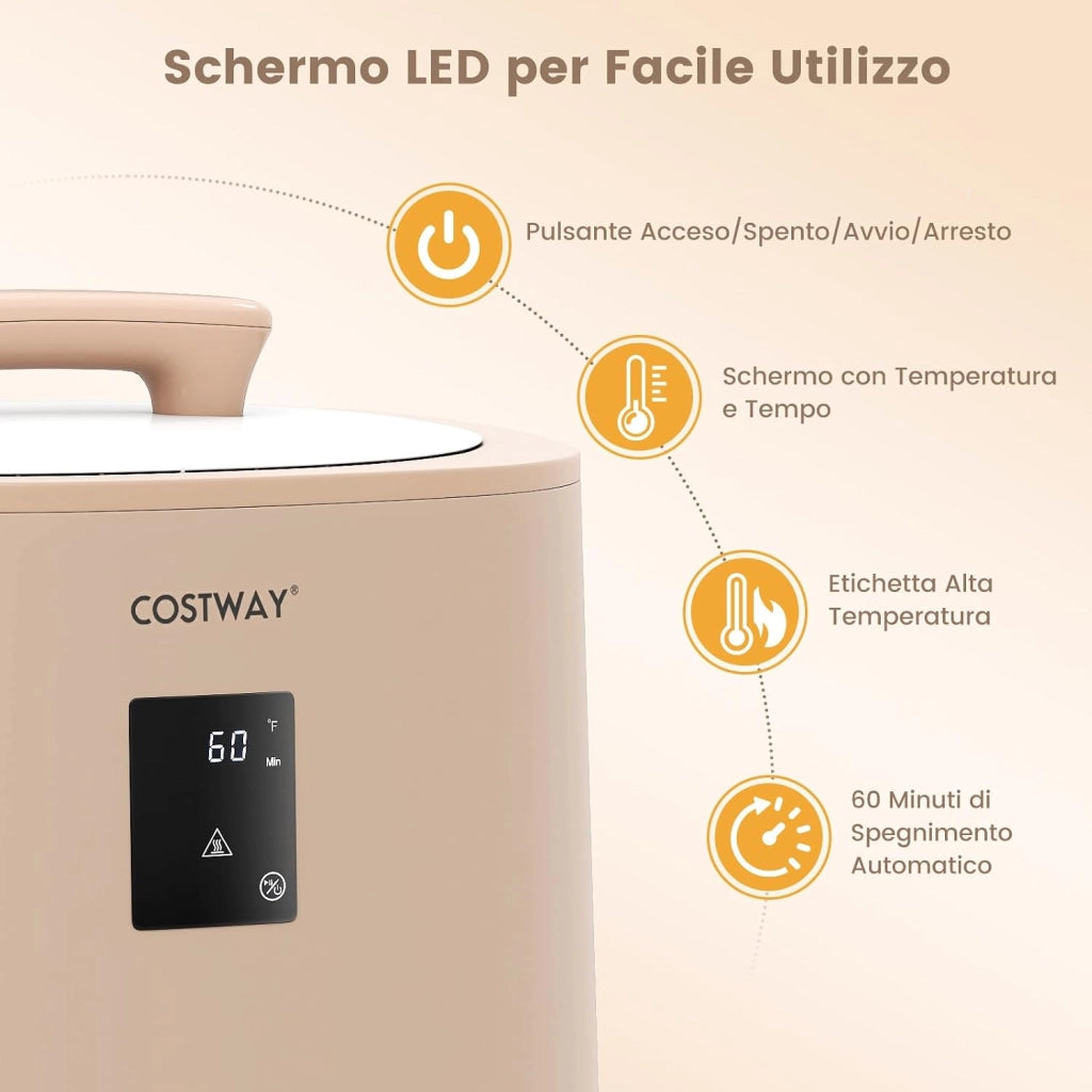 COSTWAY Scalda Asciugamani per Bagno, Scalda Coperta Grande 18 L con Display LED & Spegnimento Automatico, Secchio Portatile per Asciugamani Caldi per 2 Asciugamani, Accappatoi e Coperte (caffè)