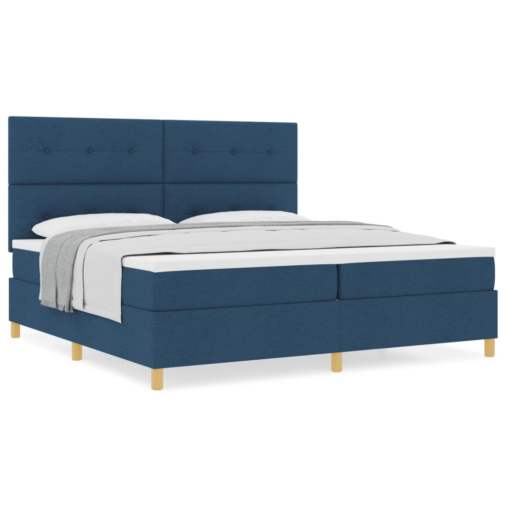 Letto con Box Spring e Materasso Blu 200x200 cm Tessuto