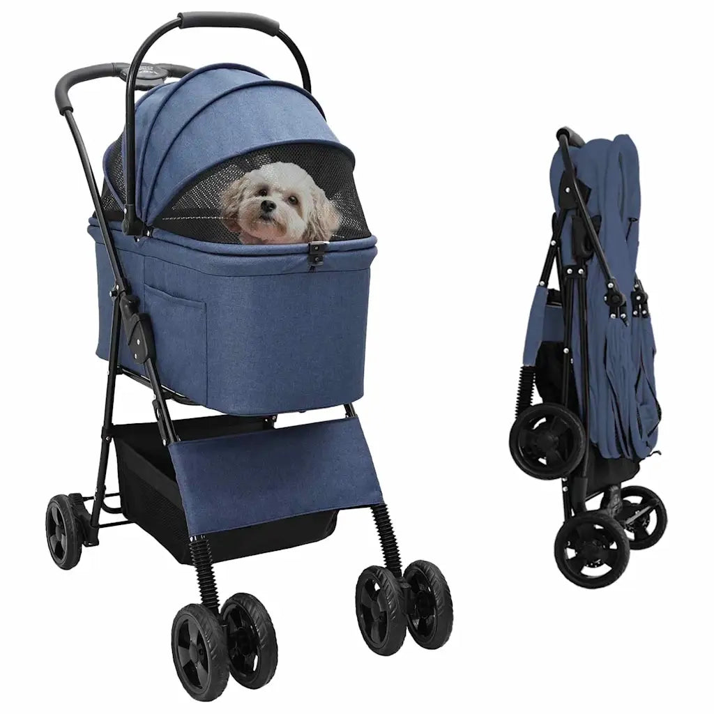 Passeggino pieghevole per animali Blu 81 x 47 x 99 cm CFW5582011