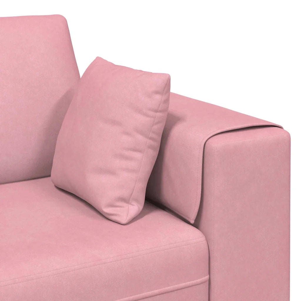 vidaXL Divano in Velluto con cuscino 3 pcs Rosa 208 cm Velluto