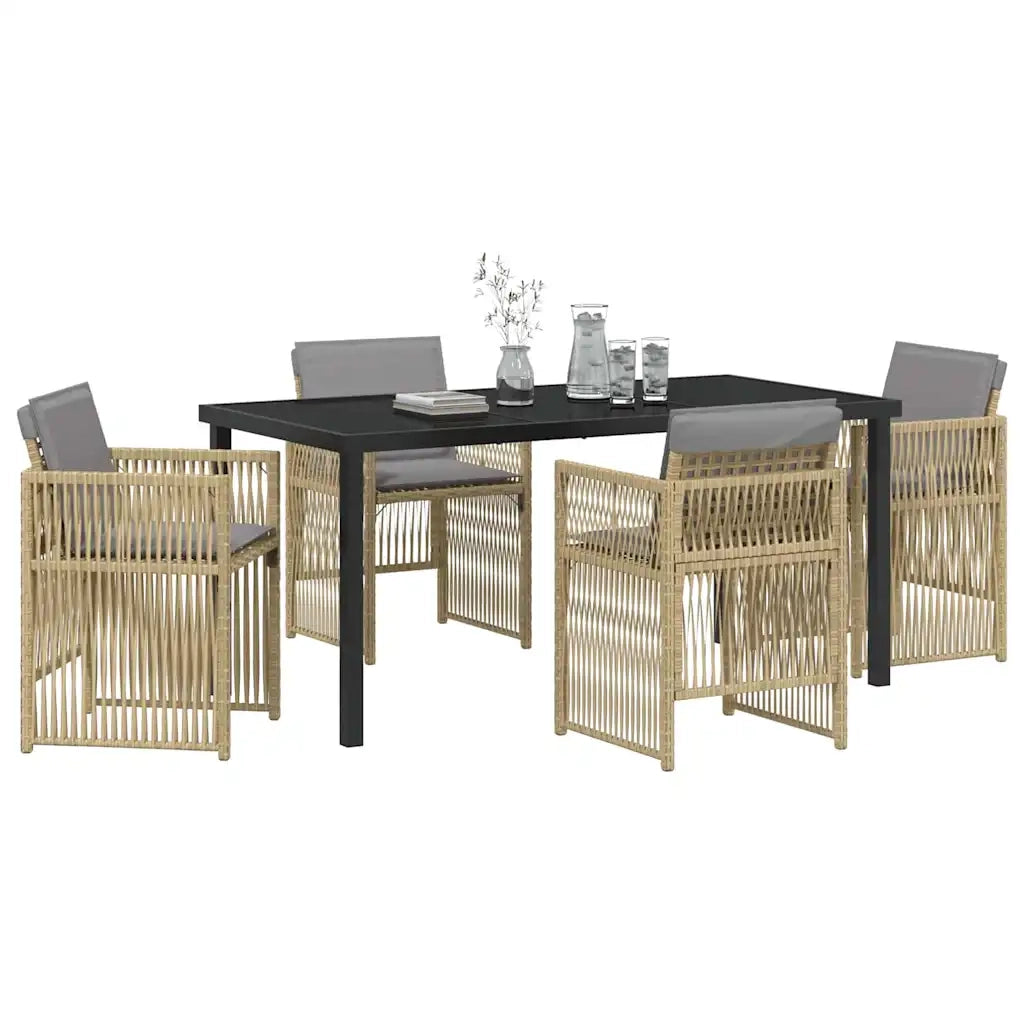 Set da Pranzo per Giardino 5 pz | Set Salotto da Giardino Beige