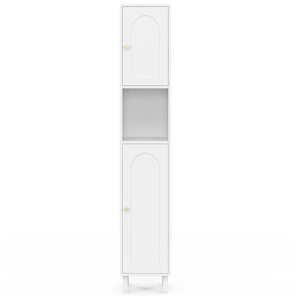 IDMarket - Armadio a colonna da bagno ARSENE con 2 ante e 1 nicchia, in legno bianco