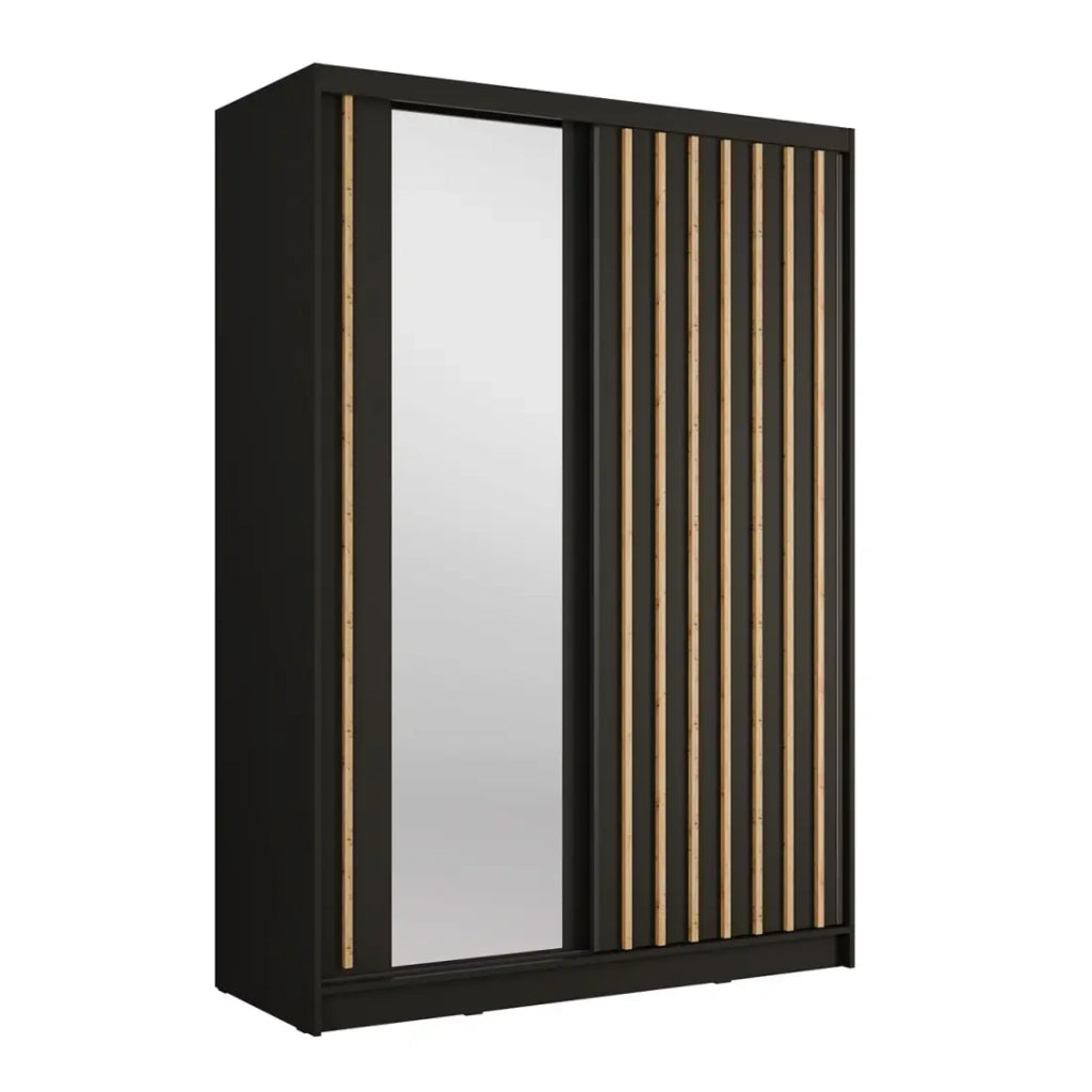 Armadio KAZU a 2 porte scorrevoli con specchio grigio grafite 155 cm
