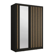 Armadio KAZU a 2 porte scorrevoli con specchio grigio grafite 155 cm