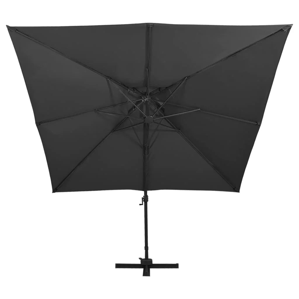 Ombrellone a braccio con doppia copertura 300 x 300 cm nero 02_0008558