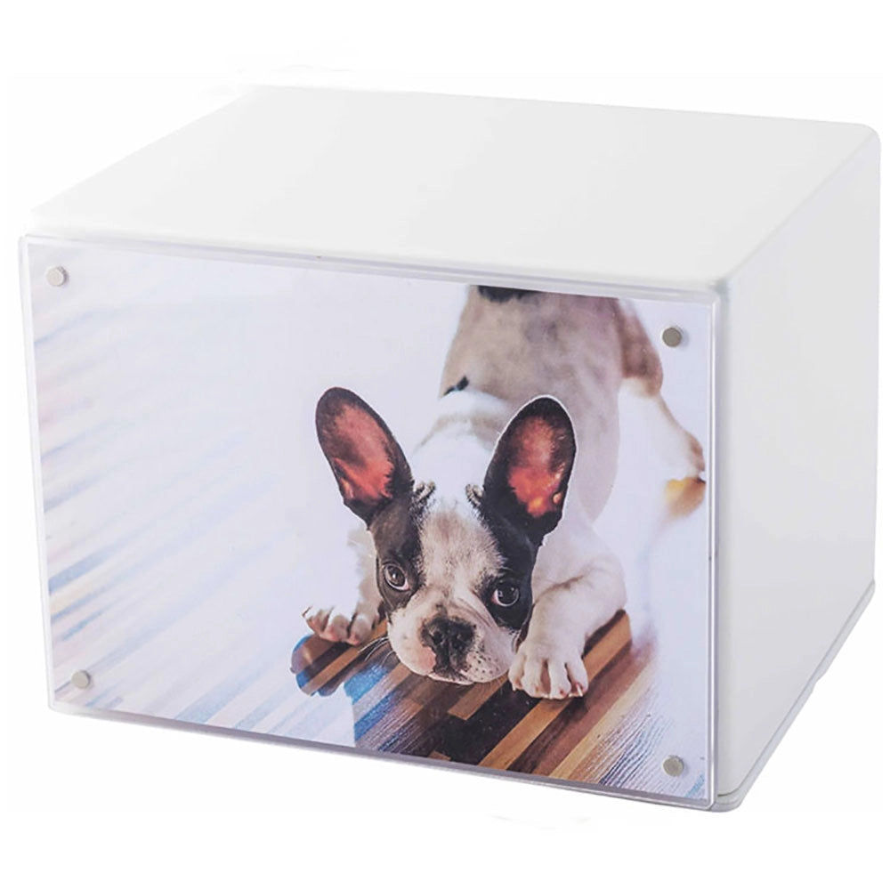 Urna Cineraria in Legno Laccato con Cornice Magnetica per Animali 15x12x10cm GMF Bianco