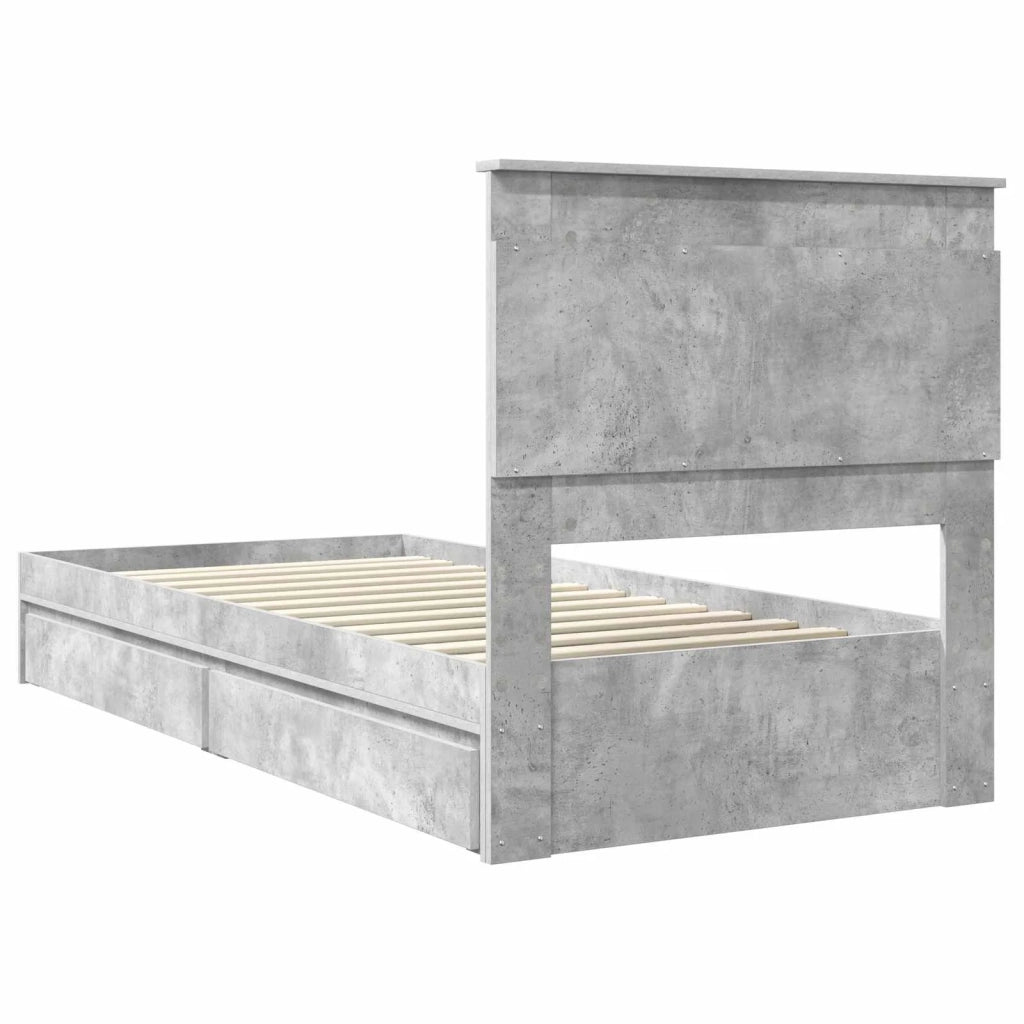 Letto con Contenitore con testiera Grigio cemento 75 x 190 cm 3410281