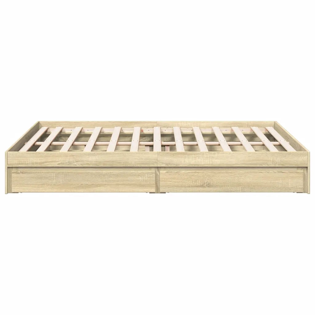 Giroletto Cassetti-Struttura Letto con contenitore Rovere Sonoma 160x200 cm Legno Multistrato 602766