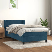 Giroletto a Molle con Materasso Blu Scuro 90x190 cm in Velluto