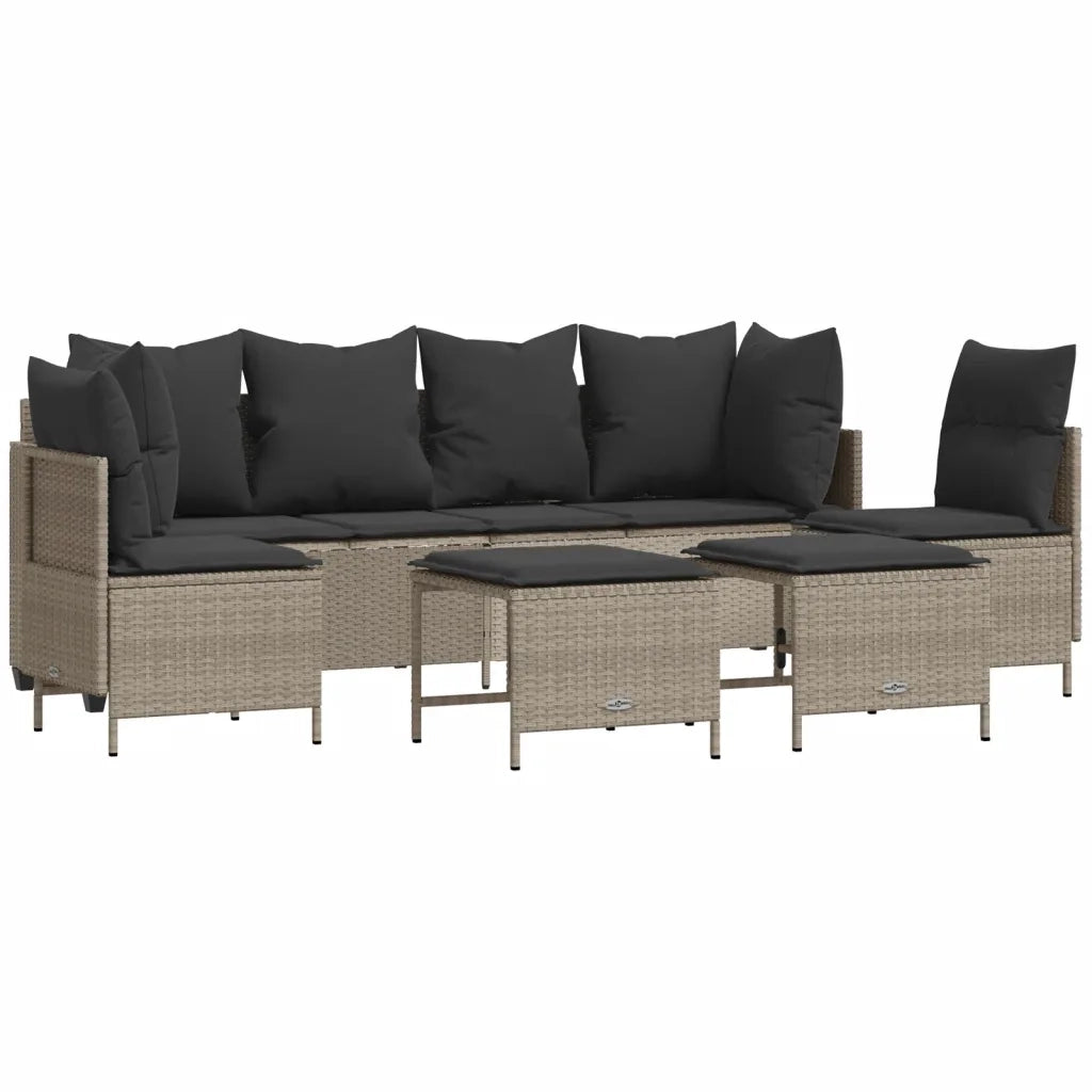 Set Divano da Giardino 5pz con Cuscini Grigio Chiaro Polyrattan 3261550