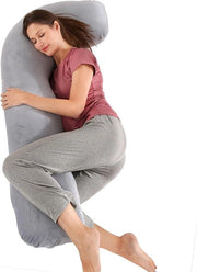 Cuscino per la gravidanza - Cuscino per dormire - Forma J Comfort - Cuscino in velluto per madri e corpo - Assistenza e supporto - Cuscino full body per gravidanza - Supporto per glutei, gambe e schiena - Rimovibile e lavabile