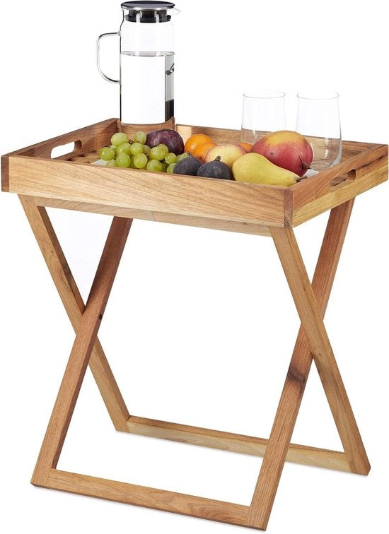 Tavolo da caffè pieghevole in legno di noce - 54x52x36 cm - tavolino da giardino