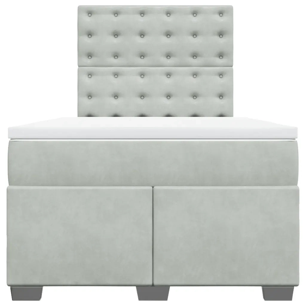 Giroletto a Molle con Materasso Grigio Chiaro 120x190cm Velluto