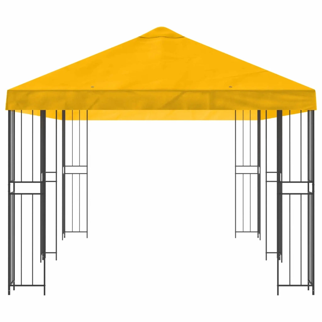 Gazebo con pareti laterali 6 x 3 m Giallo Poliestere e Acciaio 3375989