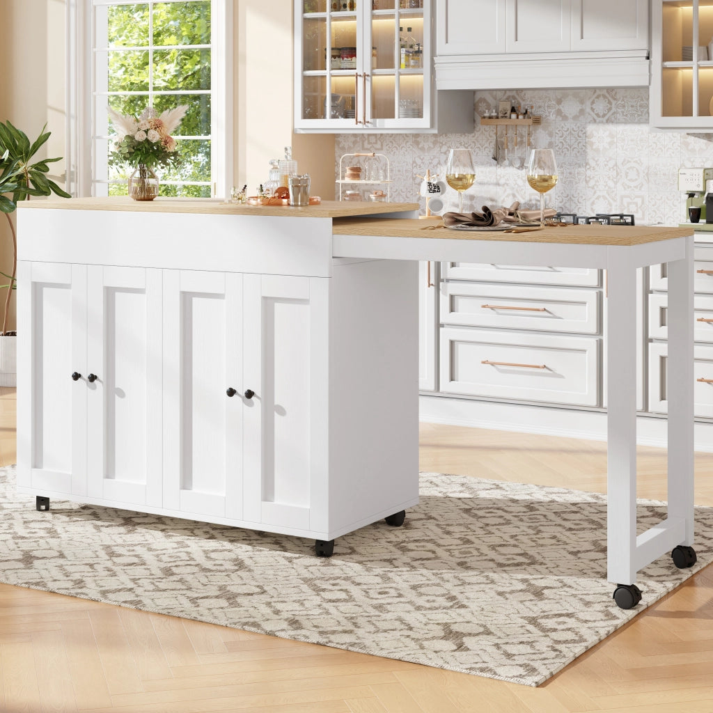 Tavolo Bar Allungabile con Vano Contenitore ¨C MINIMAL ¨C Bianco, 117-180x50x94.6cm