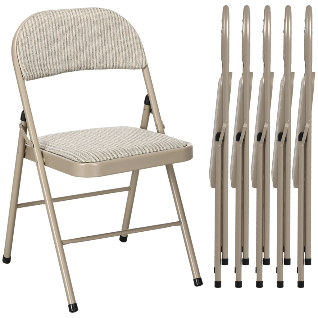 Set di 6 Sedie Pieghevoli ¨C Zephmum ¨C Acciaio e Poliestere Beige 45x46x78 cm