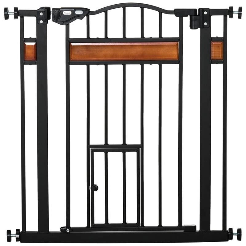 CANCELLINO PER CANI CON FISSAGGIO A PRESSIONE, ESTENSIBILE DA 74-80CM CON CHIUSURA AUTOMATICA, NERO