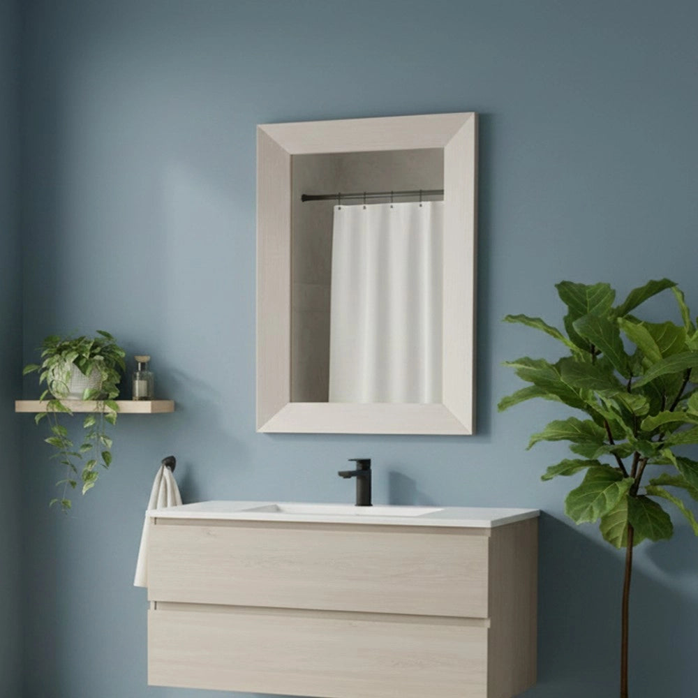 Specchiera Loto Rettangolare con Cornice larice beige 102x65 cm. – Eleganza Naturale per Ogni Ambiente
