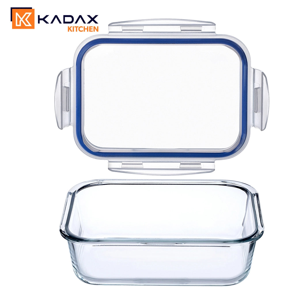 Contenitore per alimenti in vetro KADAX da 1520 ml con coperchio, portapranzo (3 pezzi)