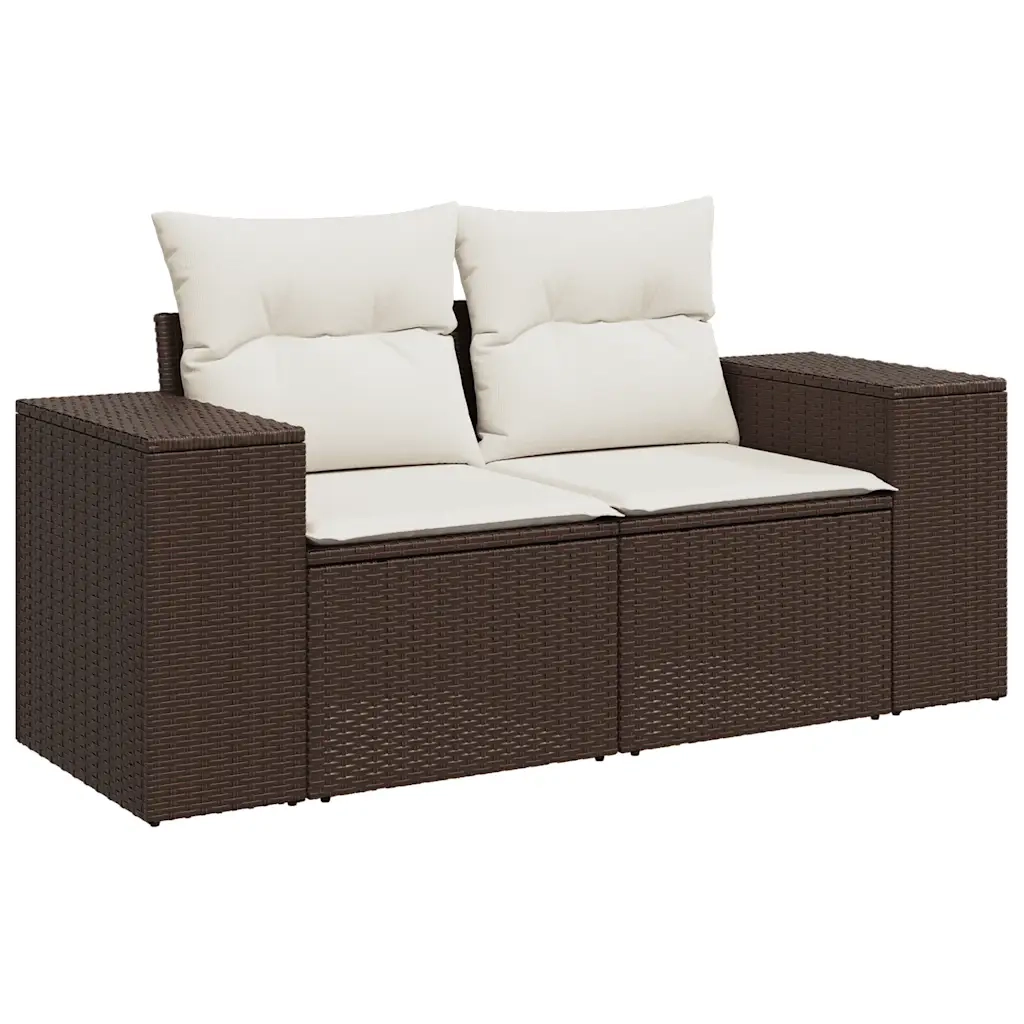 Divano da esterno-Set Divano da Giardino 6 pz con Cuscini Marrone in Polyrattan 438022