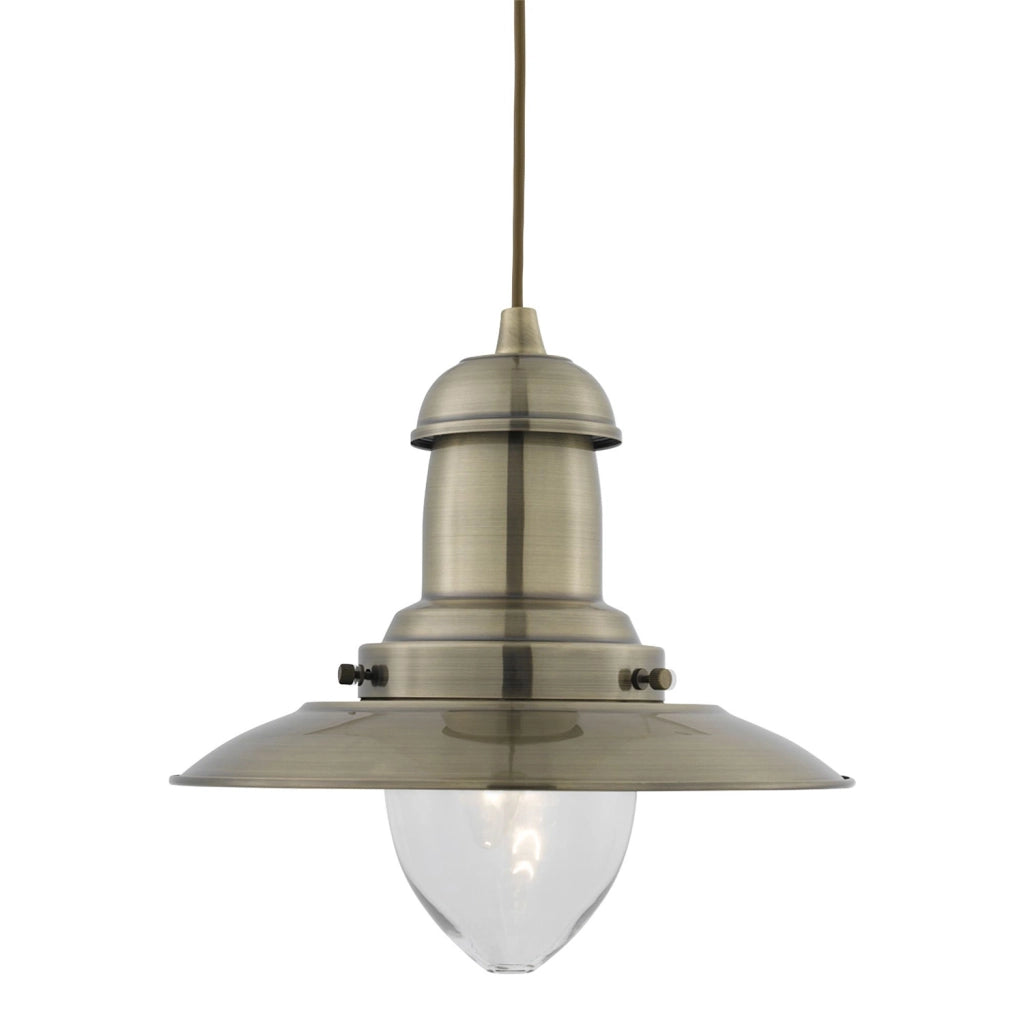 Sospensione Rustico-Country Fisher Man Acciaio Adjustable Vetro 1 Luce E27