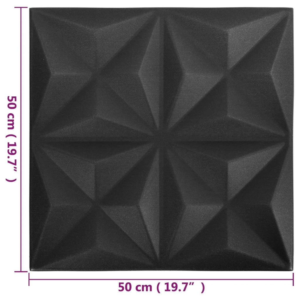 Pannelli da parete 48 pcs Origami Nero 50 x 50 cm Schiuma XPS 42046029