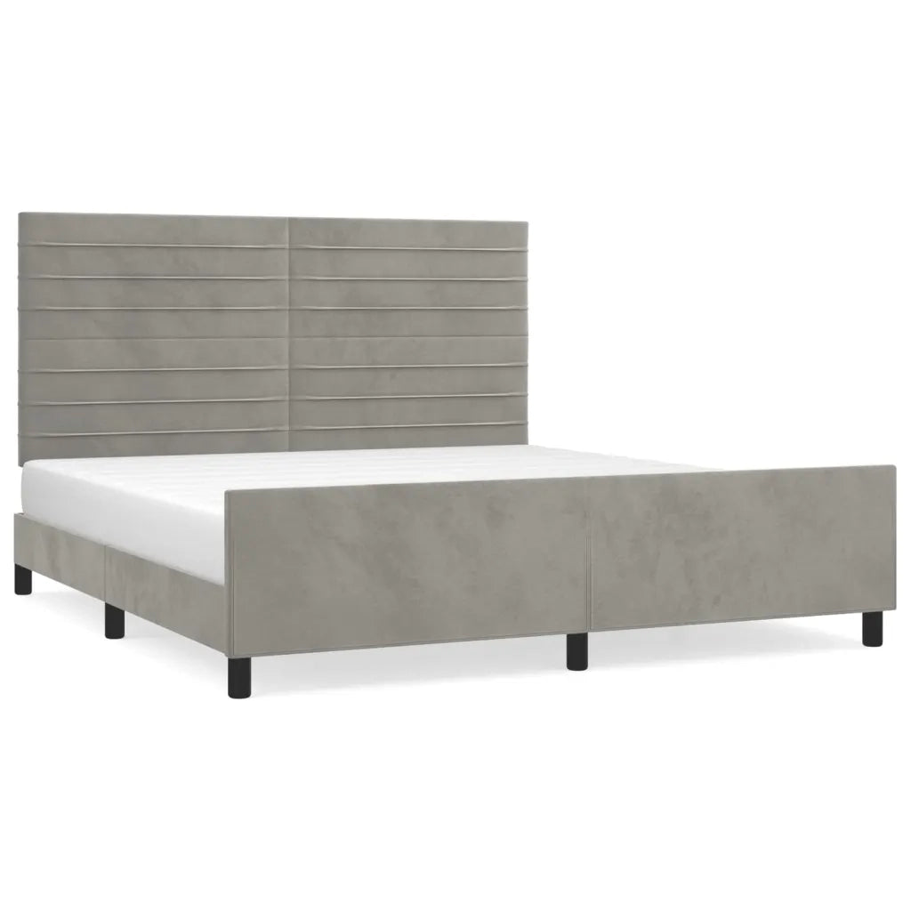 Giroletto con Testiera-Struttura Letto con testiera Grigio Chiaro 180x200 cm in Velluto 861421