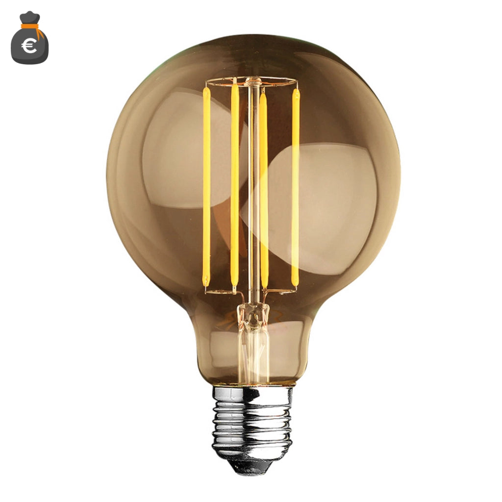 Alcapower Lampada LED Globo G95 Edison a Filamento 4W 460lm 2700K E27 Vetro Oro Trasparente - Illuminazione Vintage ad Alta Efficienza Energetica