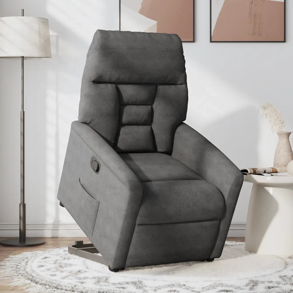 Divano Sedia-Poltrona Alzapersona Reclinabile Grigio Scuro Microfibra