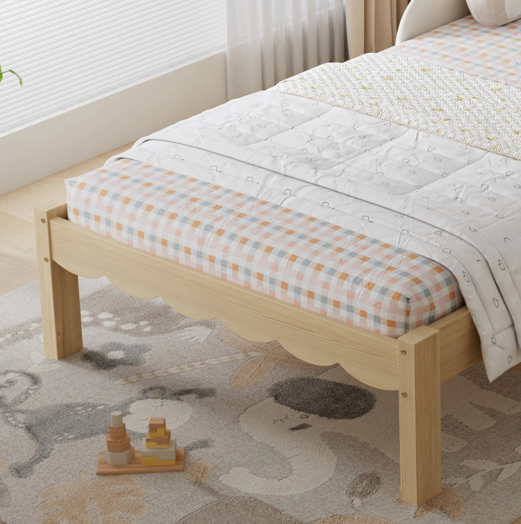 Letto singolo imbottito per bambini 90x200 cm beige