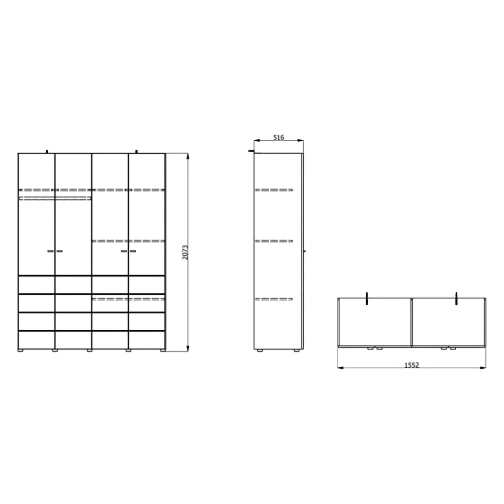Armadio Camera da Letto Soris, Guardaroba Grande Appendiabiti, 155x208h cm Bianco Opaco