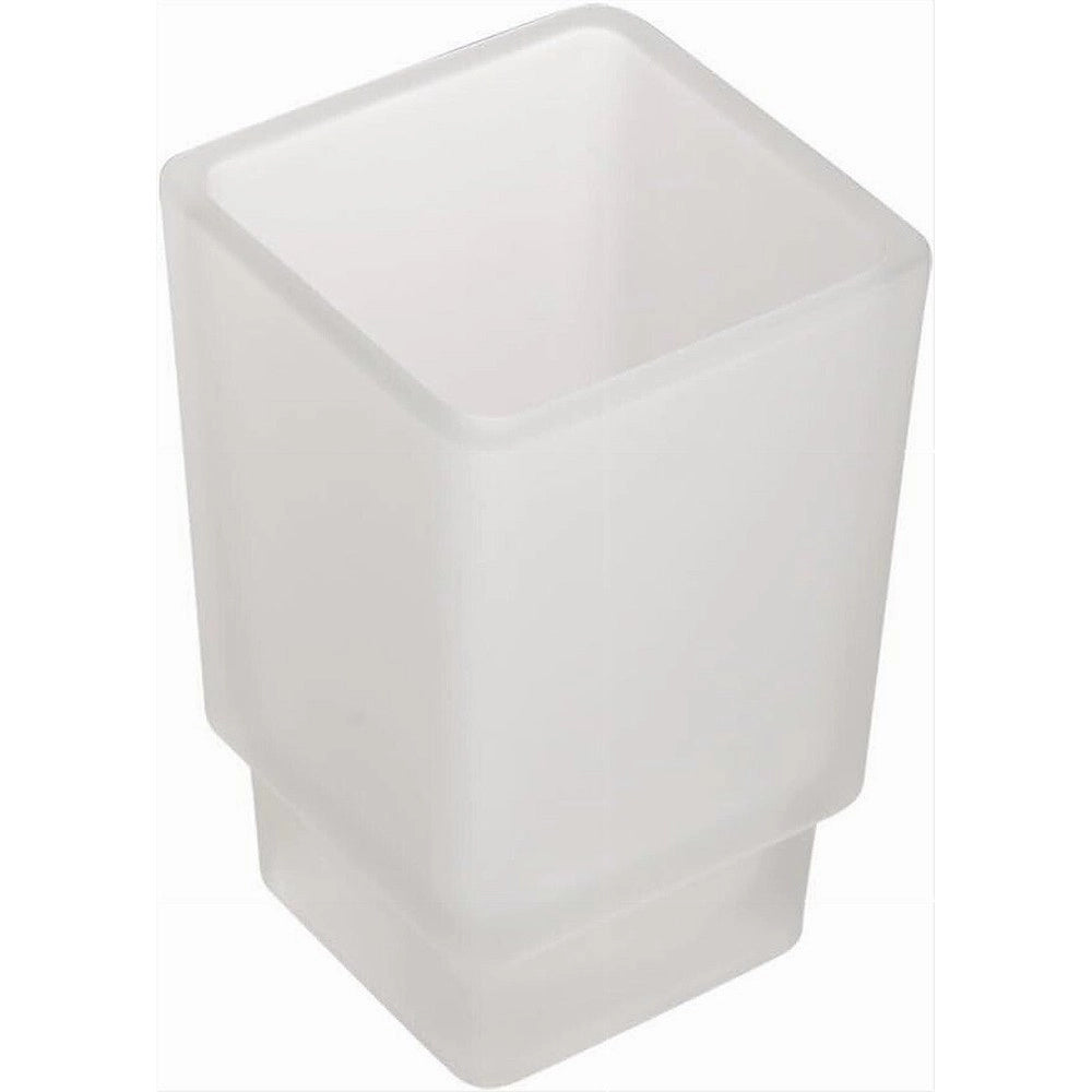 Trade Shop - Bicchiere Ricambio Porta Spazzolino In Vetro Cubo Satinato Bagno Accessori 87263 -