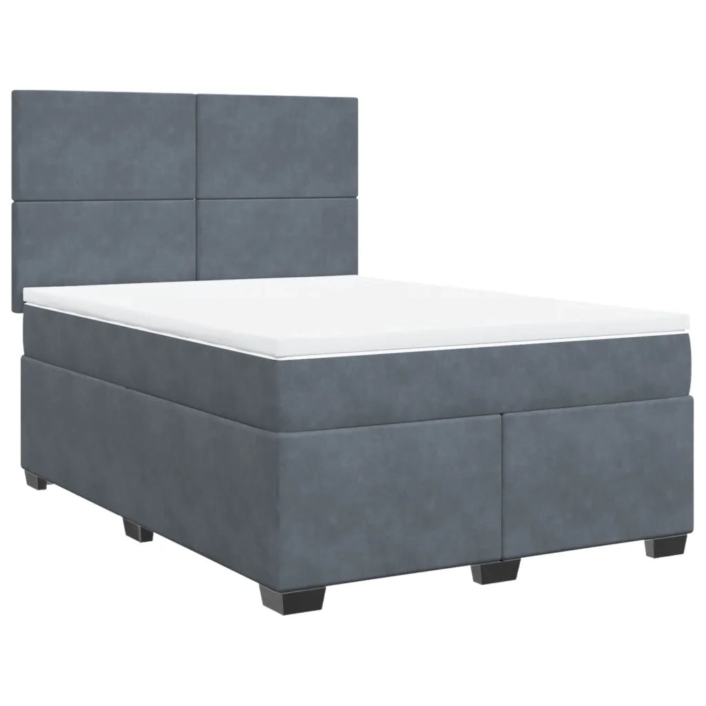 Giroletto a Molle con Materasso Grigio Scuro 140x190 cm Velluto 3290901