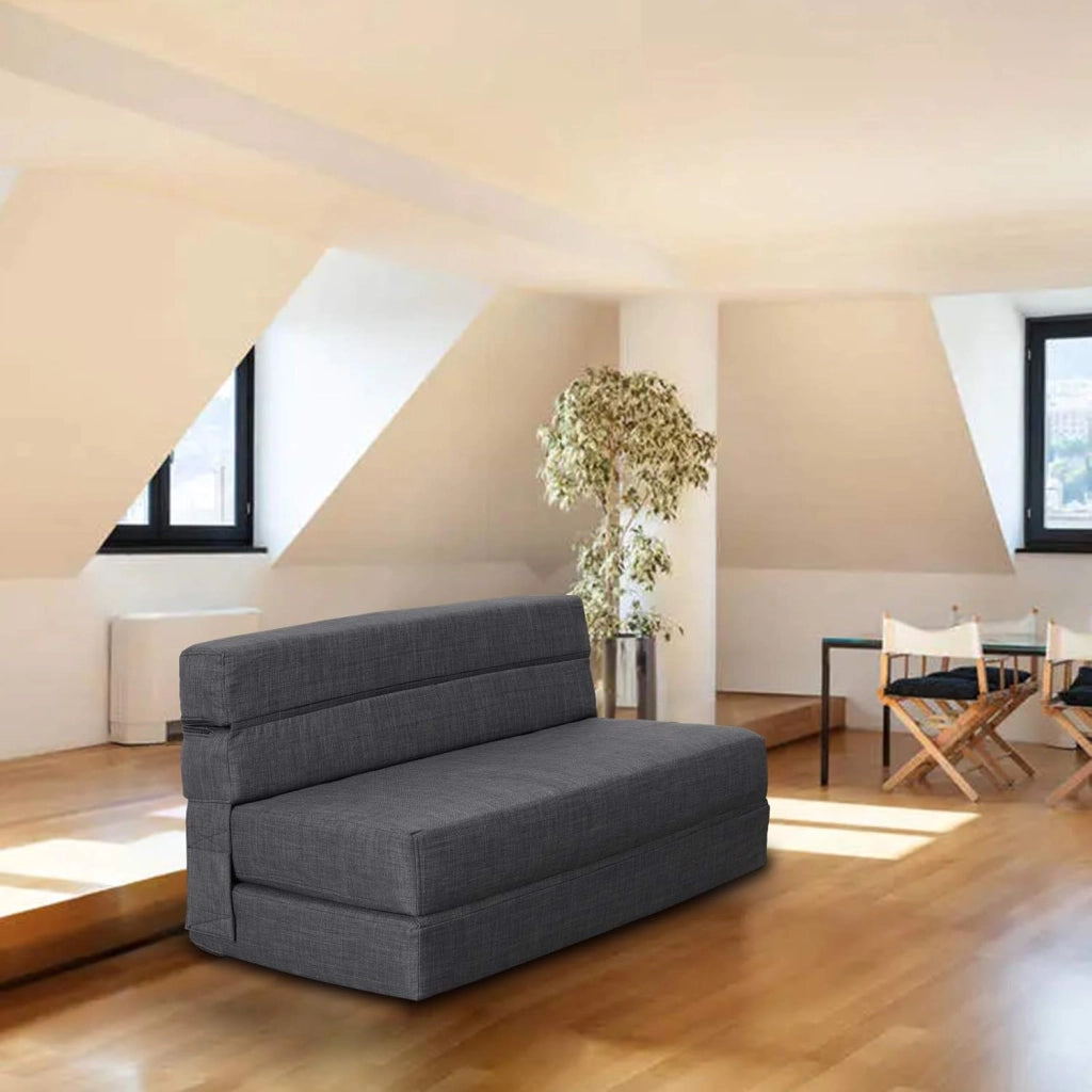 moderno Divano Pieghevole Futon con Cotone di Memoria e Cuscino, Poltrona Lavabile Set, Divano Letto per Ospiti, Grigio Scuro
