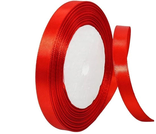 Lint Satinato 10 mm - Rosso - Confezione Regalo - Taart/Haarstrik - Lint a Poliestere - Decorazione di Natale - 22 metri - Lint Decorativo