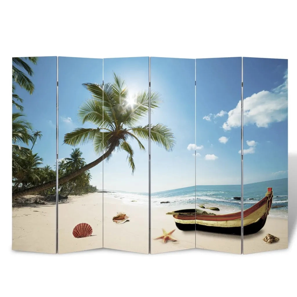 Divisorio Ambienti | Divider per stanze | Paravento Pieghevole 217x170 cm con Stampa Spiaggia