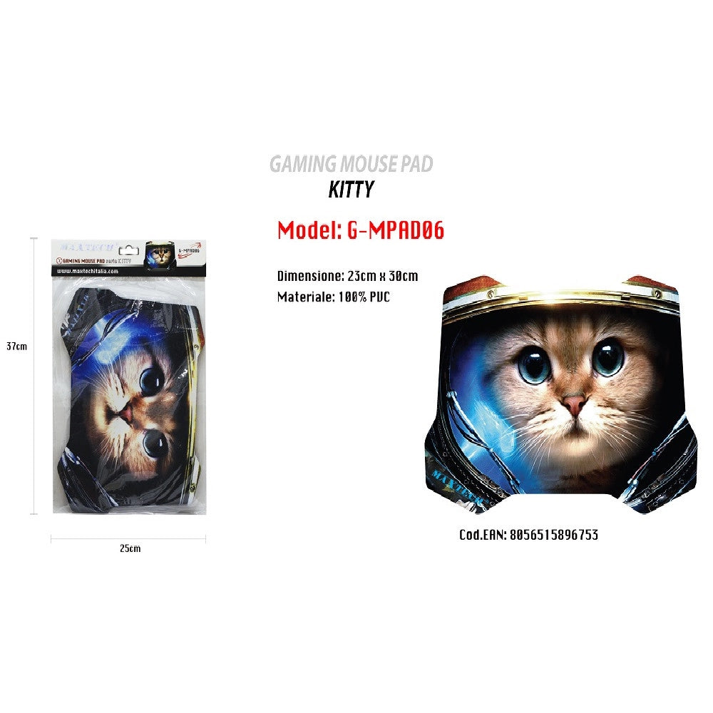 Trade Shop - Tappetino Tappeto Poggiapolso Gaming Mouse Pad Serie Kitty Gatto Pc Maxtech G-mpad06 -