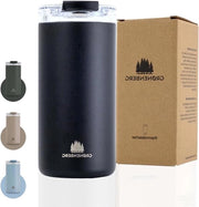 Tazza termica 470 ml - Tazza di caffè per la strada - 100% impermeabile - Nero - Realizzato in acciaio inossidabile riciclato